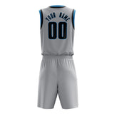 Custom Gray Black Solid Color Basketball Jersey