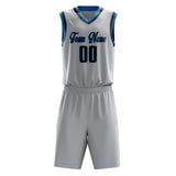 Custom Gray Black Solid Color Basketball Jersey