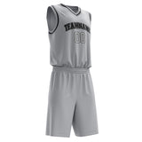 Custom Gray Black Solid Color Basketball Jersey