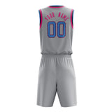 Custom Gray Pink Solid Color Basketball Jersey