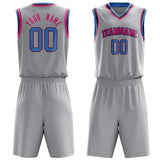 Custom Gray Pink Solid Color Basketball Jersey