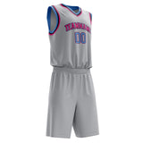 Custom Gray Pink Solid Color Basketball Jersey