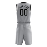 Custom Gray Black Solid Color Basketball Jersey