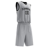 Custom Gray Black Solid Color Basketball Jersey