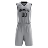 Custom Gray Black Solid Color Basketball Jersey