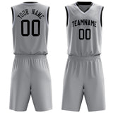 Custom Gray Black Solid Color Basketball Jersey