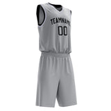 Custom Gray Black Solid Color Basketball Jersey