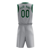 Custom Gray Kelly Green Solid Color Basketball Jersey