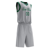 Custom Gray Kelly Green Solid Color Basketball Jersey