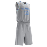 Custom Gray Light Blue Solid Color Basketball Jersey