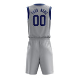 Custom Gray Royal Solid Color Basketball Jersey