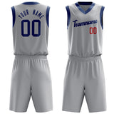 Custom Gray Royal Solid Color Basketball Jersey