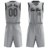 Custom Gray Gray Solid Color Basketball Jersey