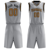 Custom Gray Brown Solid Color Basketball Jersey