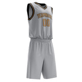 Custom Gray Brown Solid Color Basketball Jersey