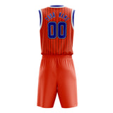 Custom Orange Royal Pinstripe Basketball Jersey