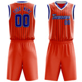 Custom Orange Royal Pinstripe Basketball Jersey