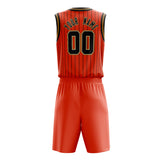 Custom Orange Black Pinstripe Basketball Jersey