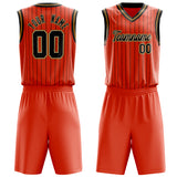 Custom Orange Black Pinstripe Basketball Jersey