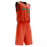 Custom Orange Black Pinstripe Basketball Jersey