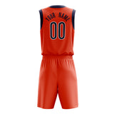 Custom Orange Black Solid Color Basketball Jersey