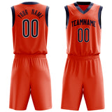 Custom Orange Black Solid Color Basketball Jersey