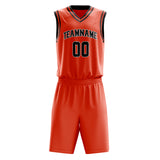 Custom Orange Black Solid Color Basketball Jersey