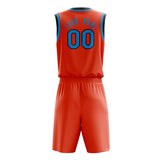 Custom Orange Blue Solid Color Basketball Jersey