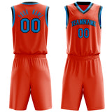 Custom Orange Blue Solid Color Basketball Jersey