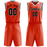 Custom Orange Black Solid Color Basketball Jersey