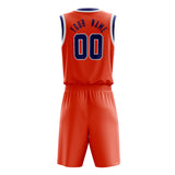 Custom Orange Navy Solid Color Basketball Jersey