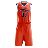 Custom Orange Navy Solid Color Basketball Jersey