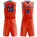 Custom Orange Navy Solid Color Basketball Jersey