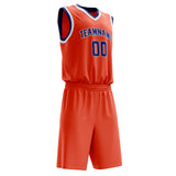 Custom Orange Navy Solid Color Basketball Jersey