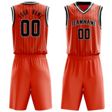 Custom Orange Black Pinstripe Basketball Jersey