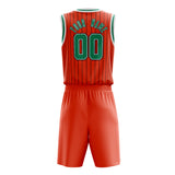 Custom Orange Kelly Green Pinstripe Basketball Jersey