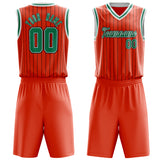 Custom Orange Kelly Green Pinstripe Basketball Jersey