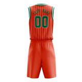 Custom Orange Kelly Green Pinstripe Basketball Jersey