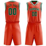 Custom Orange Kelly Green Pinstripe Basketball Jersey