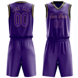 Custom Purple Old-Gold Solid Color Basketball Jersey