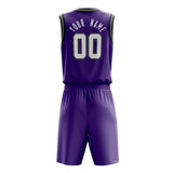 Custom Purple White Solid Color Basketball Jersey