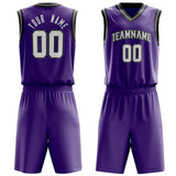 Custom Purple White Solid Color Basketball Jersey