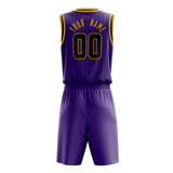 Custom Purple Gold Pinstripe Basketball Jersey