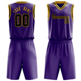 Custom Purple Gold Pinstripe Basketball Jersey