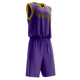 Custom Purple Gold Pinstripe Basketball Jersey