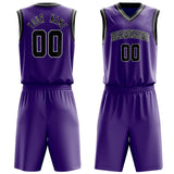 Custom Purple Black Solid Color Basketball Jersey