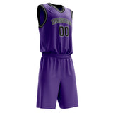 Custom Purple Black Solid Color Basketball Jersey