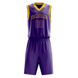 Custom Purple Gold Solid Color Basketball Jersey