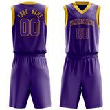 Custom Purple Gold Solid Color Basketball Jersey