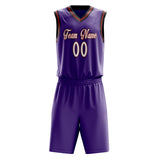 Custom Purple White Solid Color Basketball Jersey